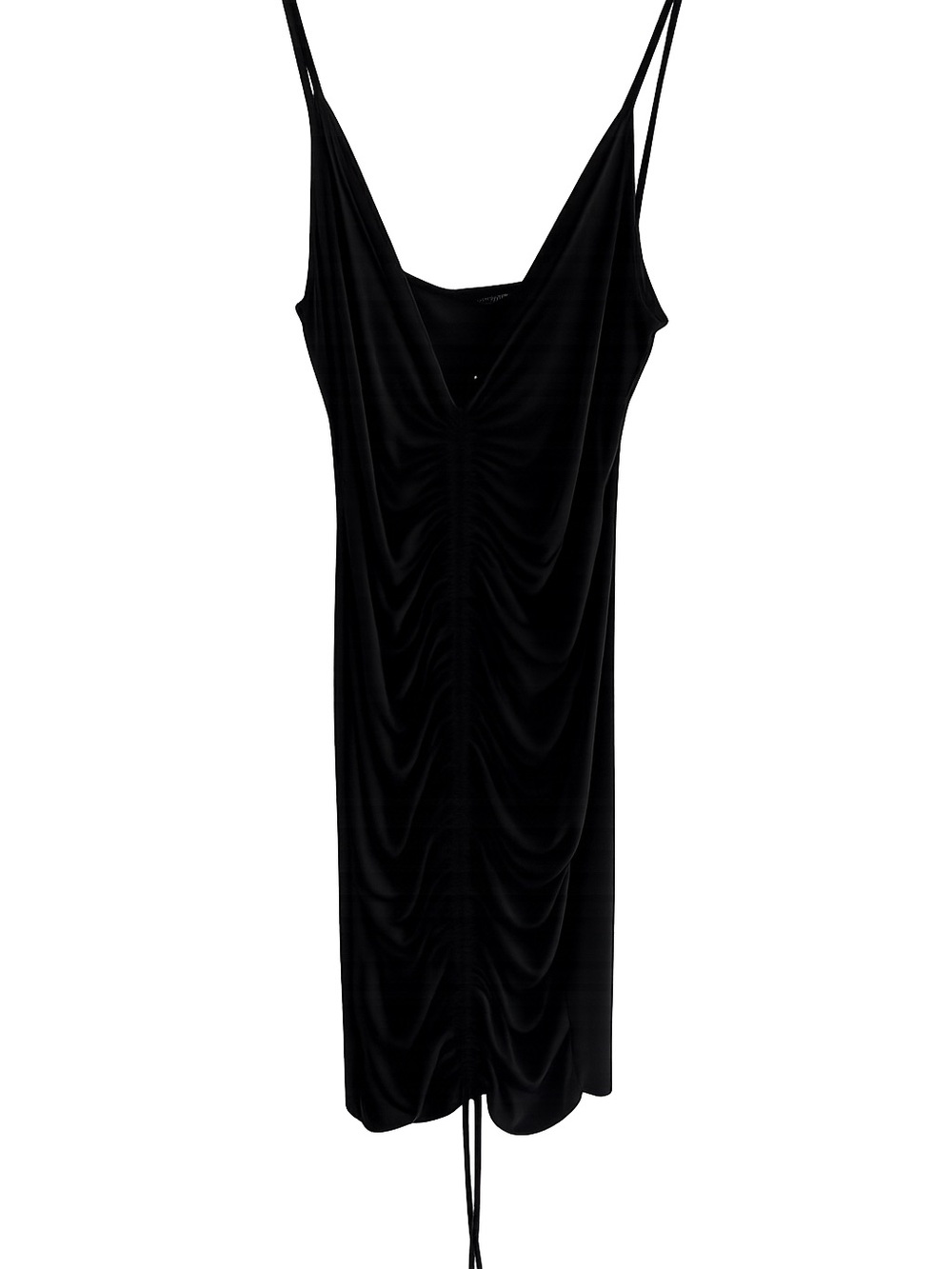 Boohoo Black Ruched Front V-Neck Sleeveless Midi Dress 14 NWT